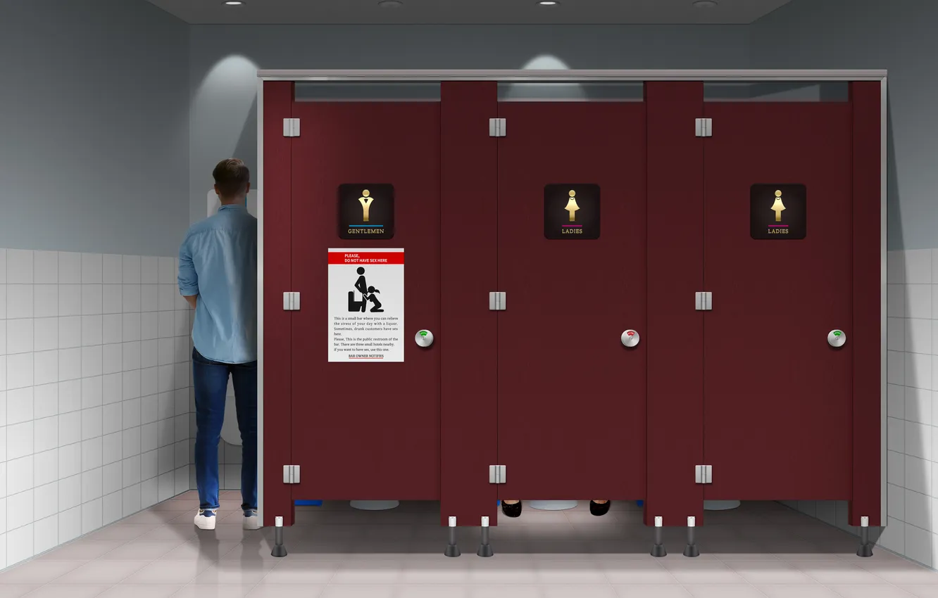 Photo wallpaper sign, bar, poster, toilet, Stall, public restroom, no sex
