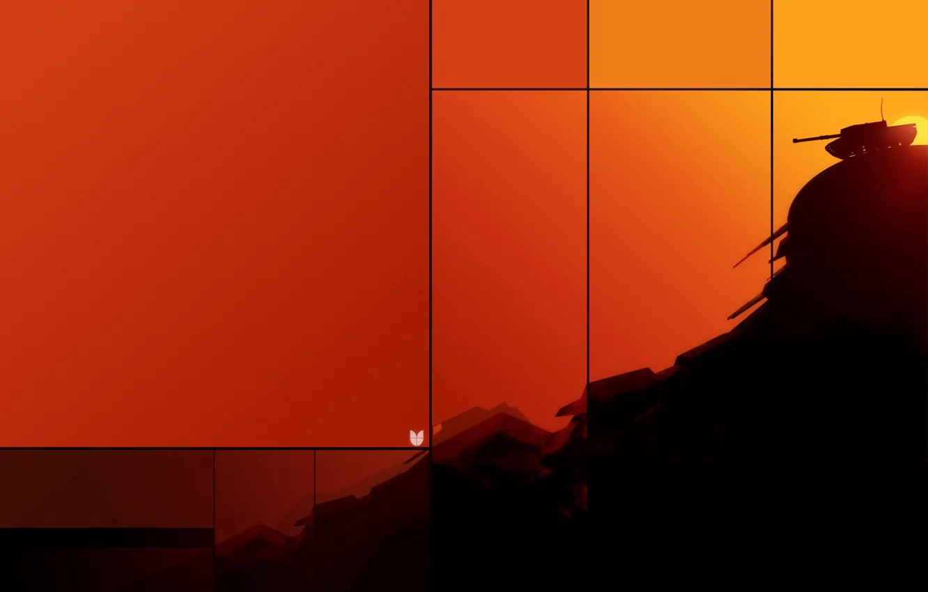 Photo wallpaper mountains, yellow, tank