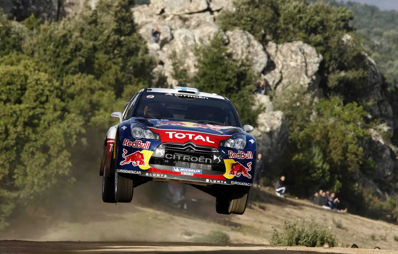 Photo wallpaper Citroen, car, DS3, WRC, Rally, In The Air, Flies, Total