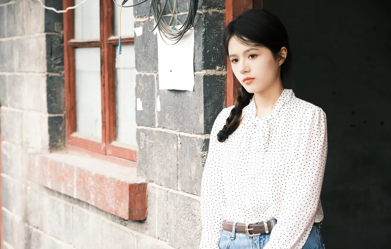 Photo wallpaper house, woman, beautiful, model, pretty, window, asian, cute