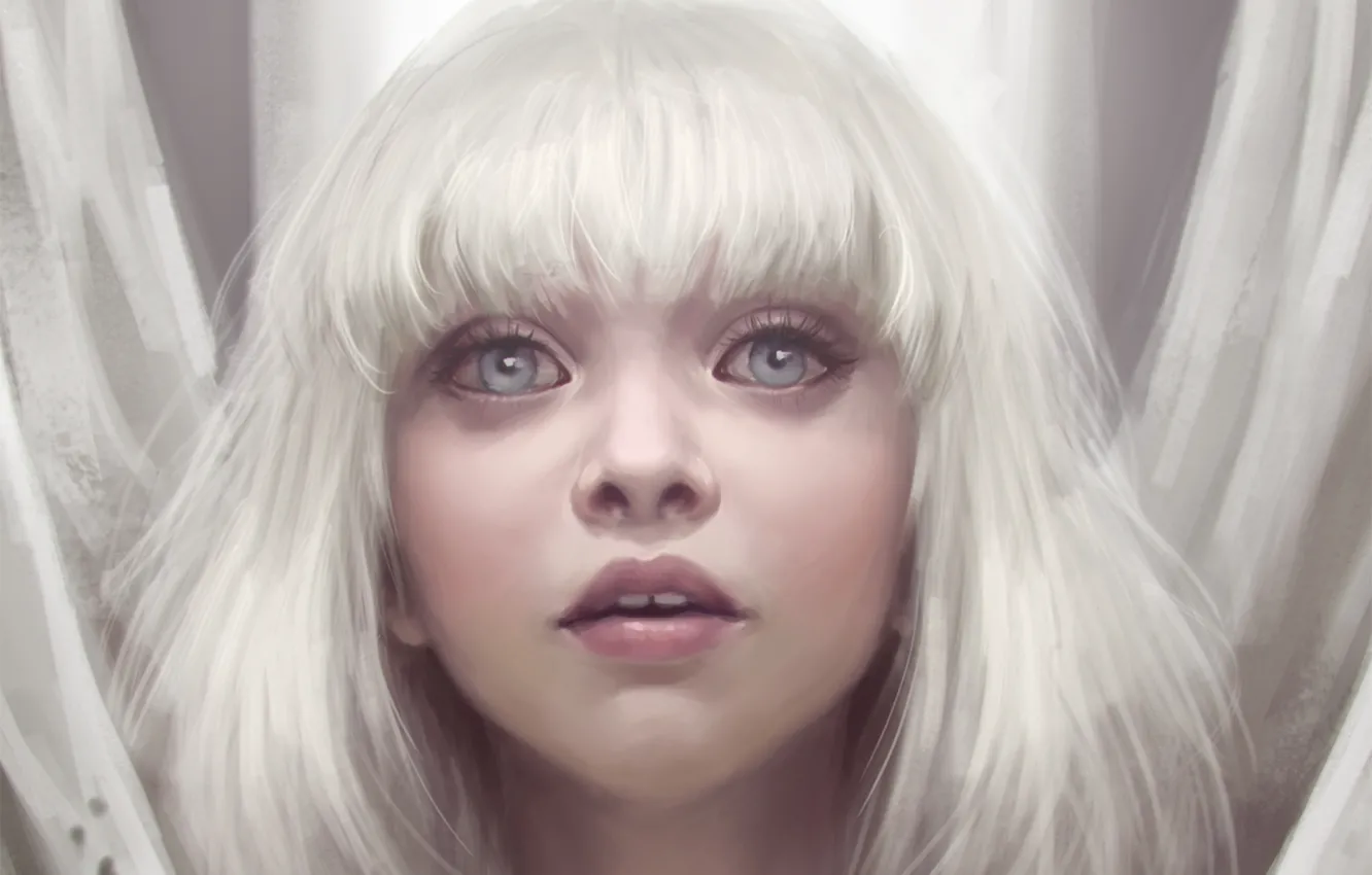 Photo wallpaper eyes, look, girl, white hair, art, Maddie Ziegler, Sia