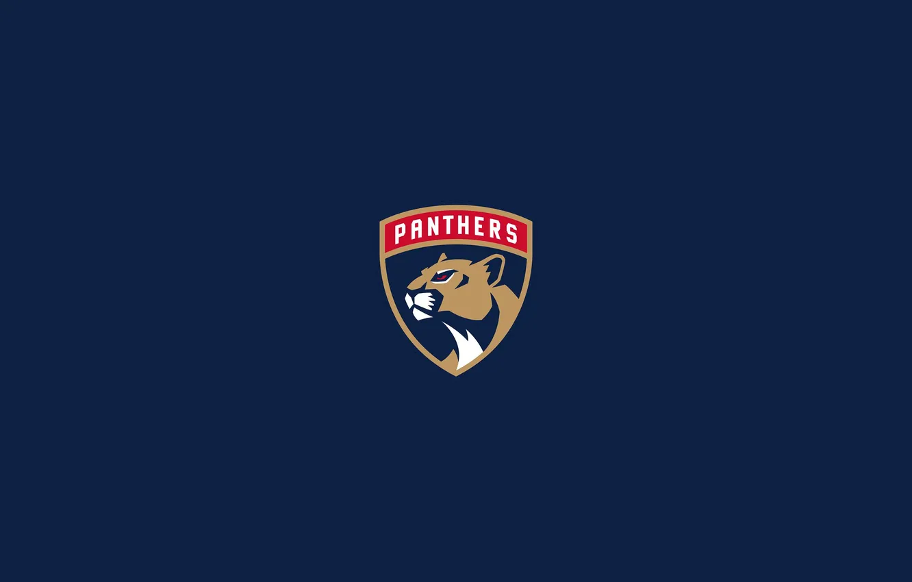 Photo wallpaper emblem, hockey, NHL, hockey club, dark blue background, Florida Panthers, Florida Panthers