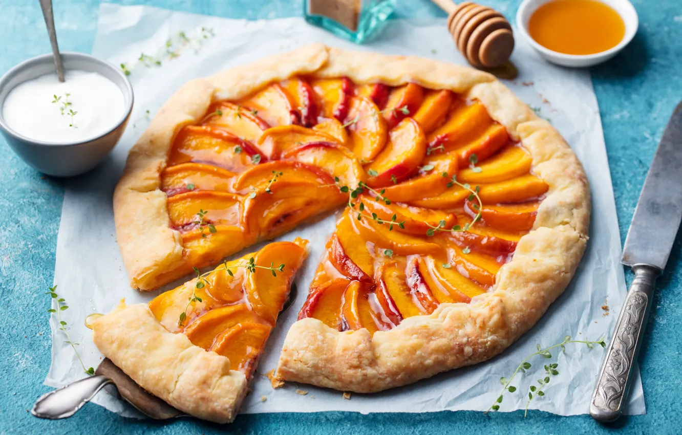 Photo wallpaper honey, peaches, biscuits