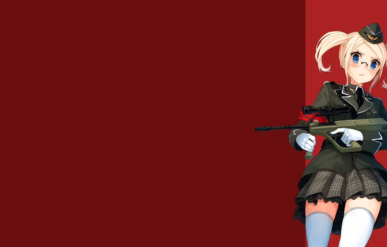 Photo wallpaper kawaii, girl, gun, game, weapon, anime, wings, blue eyes
