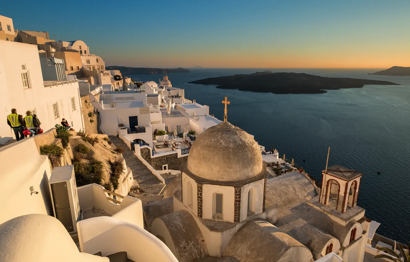 Photo wallpaper Greece, Church, the island of Santorini