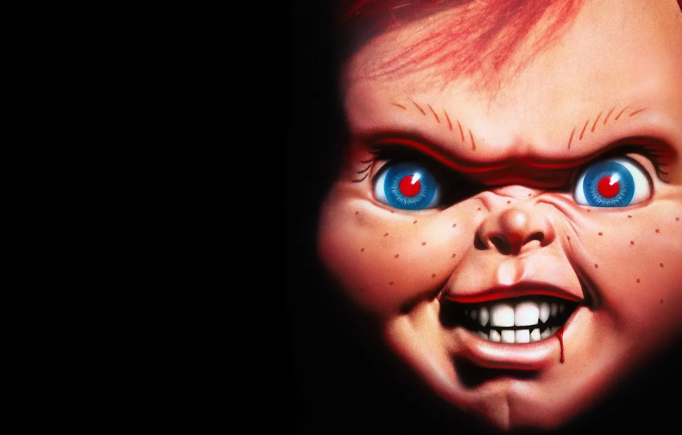Photo wallpaper eyes, look, teeth, doll, red, grin, killer, Chuckie