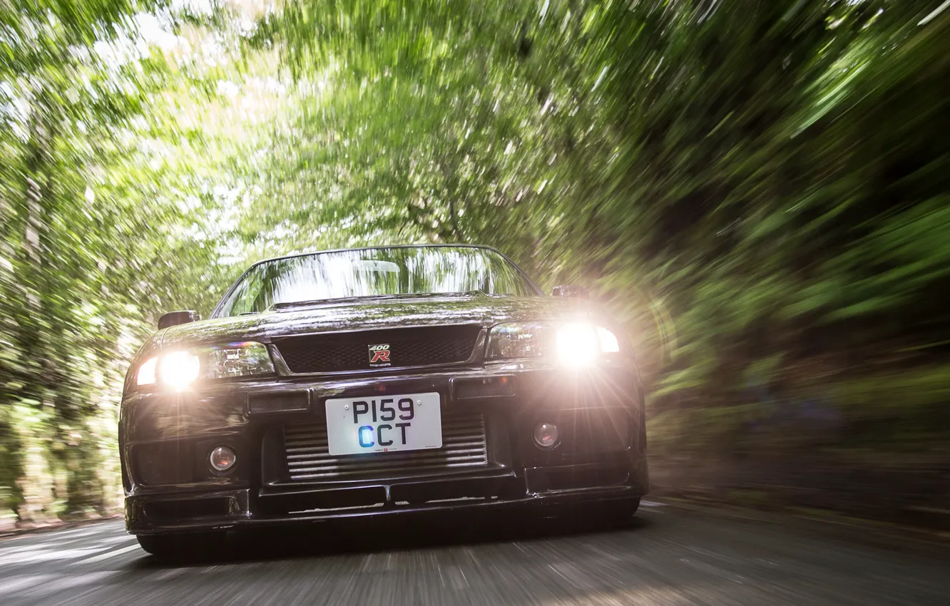 Photo wallpaper car, Nissan, road, Skyline, Nismo, R33, front view, Nissan Skyline R33 Nismo