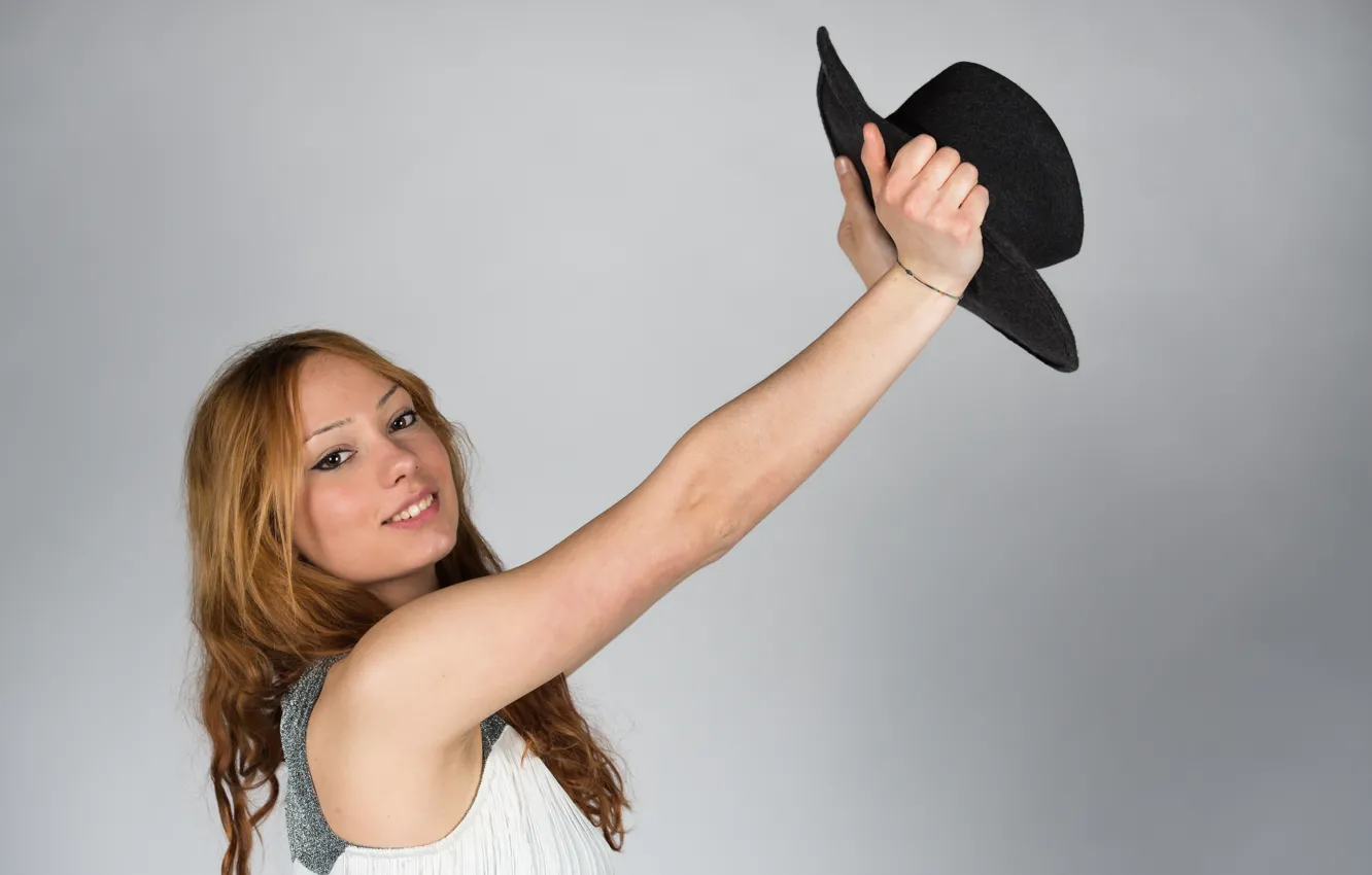 Photo wallpaper look, smile, model, hat, Teresita