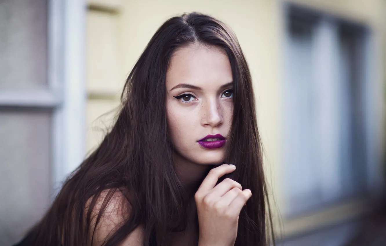 Photo wallpaper look, girl, arrows, makeup