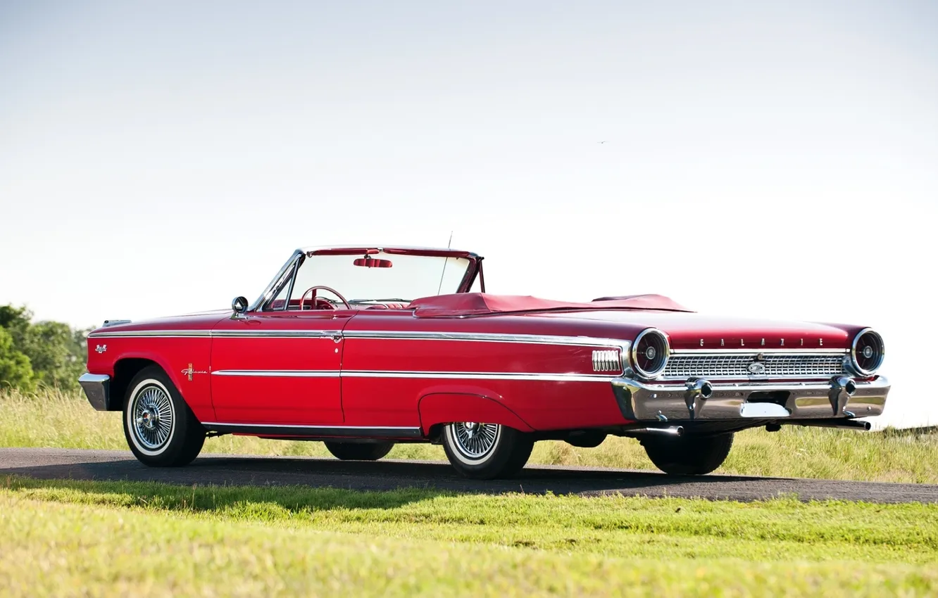 Photo wallpaper road, the sky, Ford, Ford, Galaxie, rear view, 500, 1963