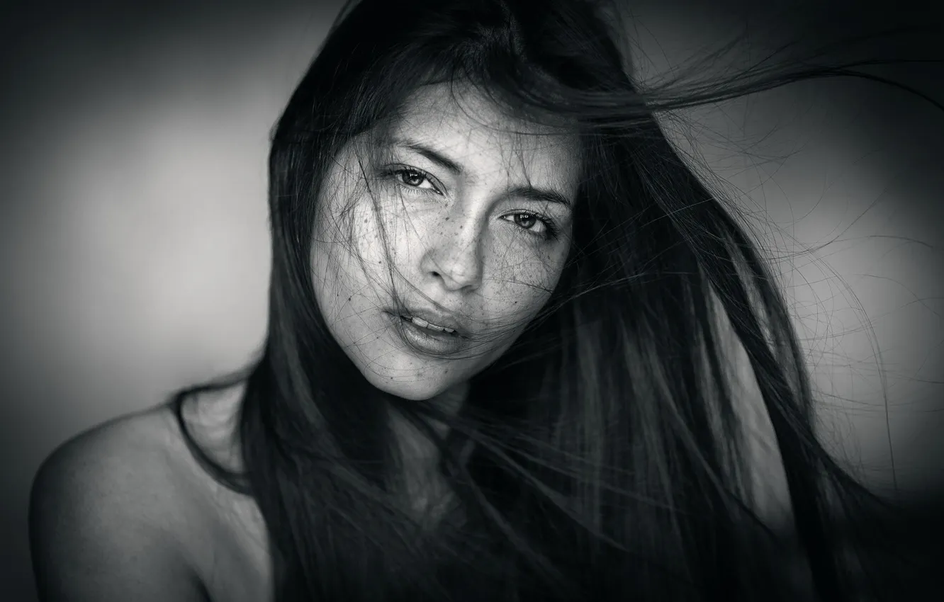 Photo wallpaper portrait, freckles, sponge, the beauty, Photo classic