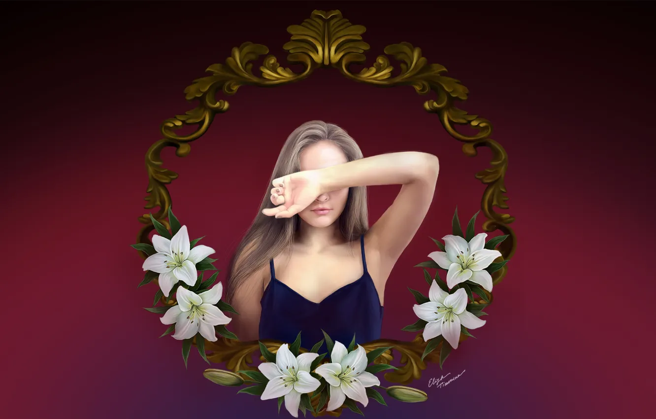 Photo wallpaper girl, digital art, Illustration, digital painting