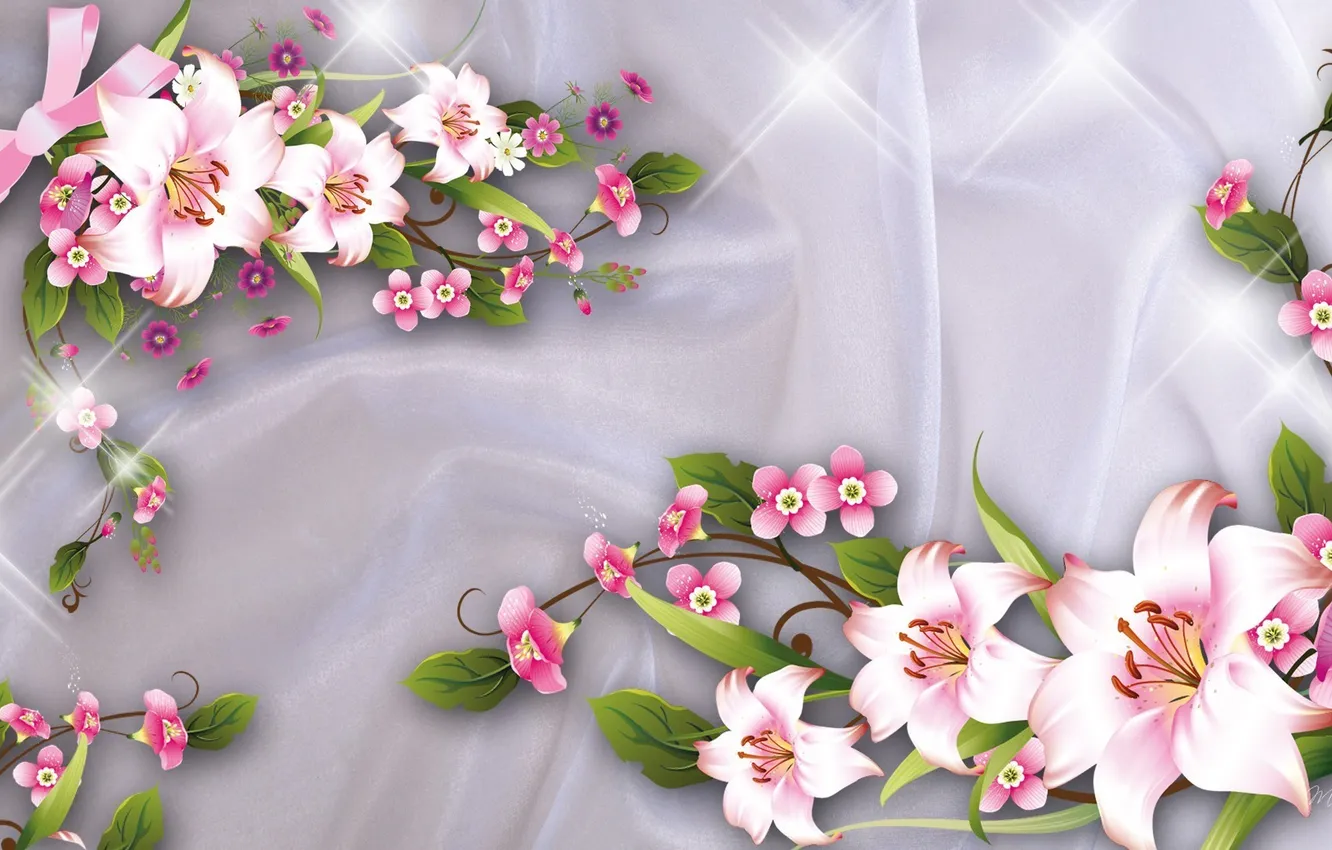 Photo wallpaper Lily, art, fabric