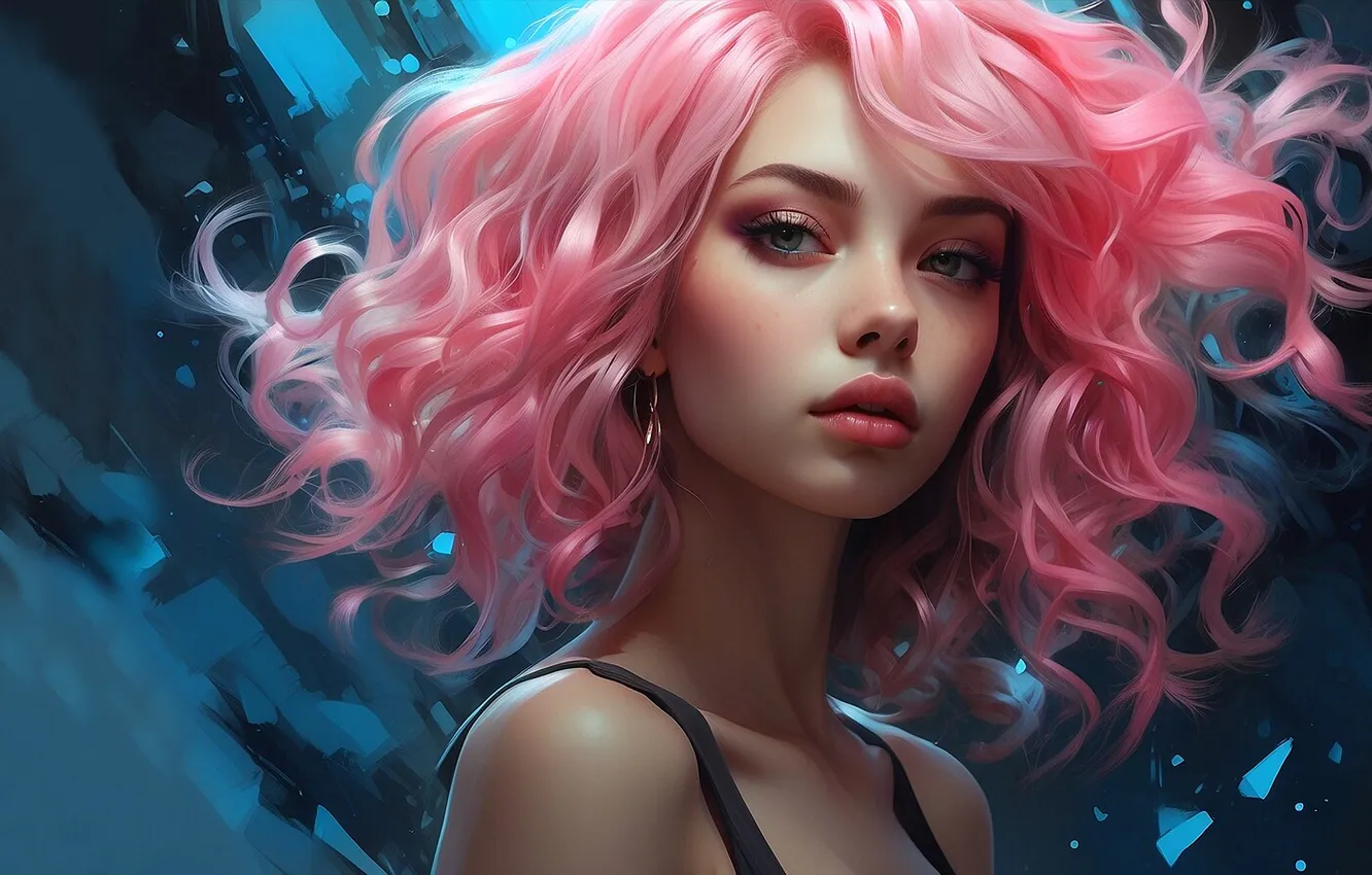 Photo wallpaper look, girl, portrait, red