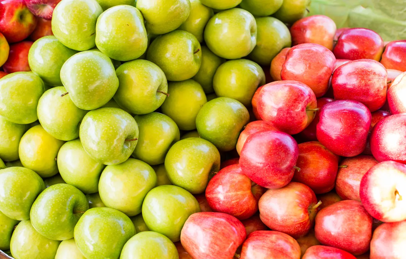 Photo wallpaper apples, green, red, fruit
