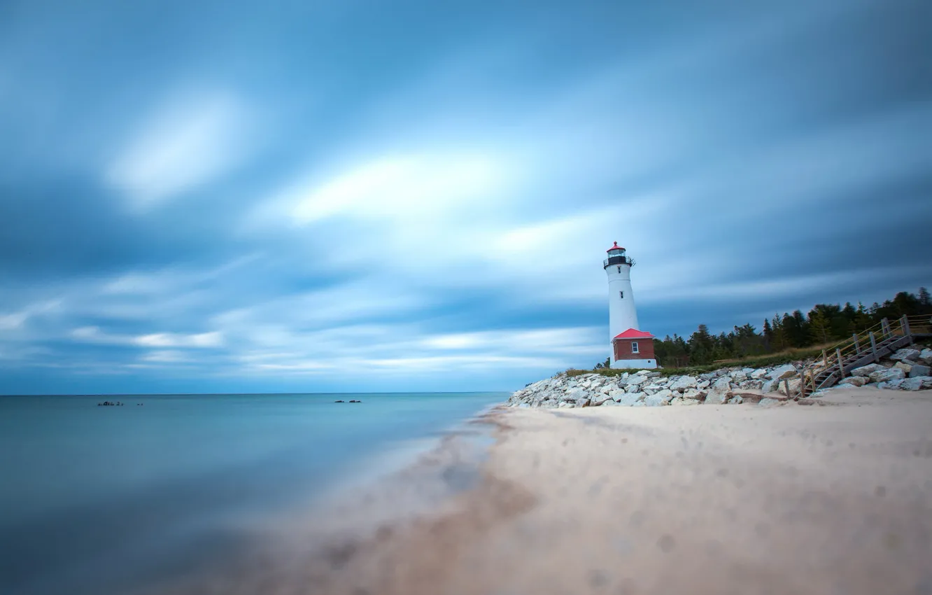 Photo wallpaper sea, landscape, lighthouse