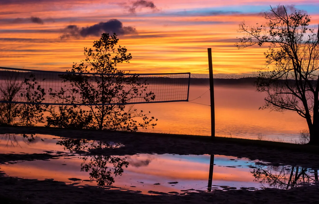 Photo wallpaper night, river, mesh, sport