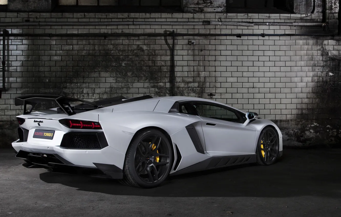 Photo wallpaper white, Lamborghini, supercar, tuning, back, LP700-4, Aventador, Novitec