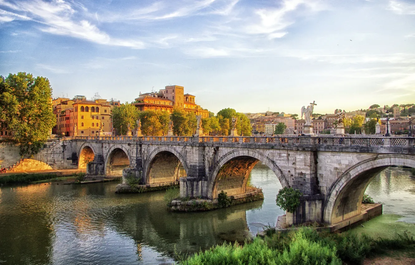 Photo wallpaper bridge, river, home, Rome, Italy, Rome