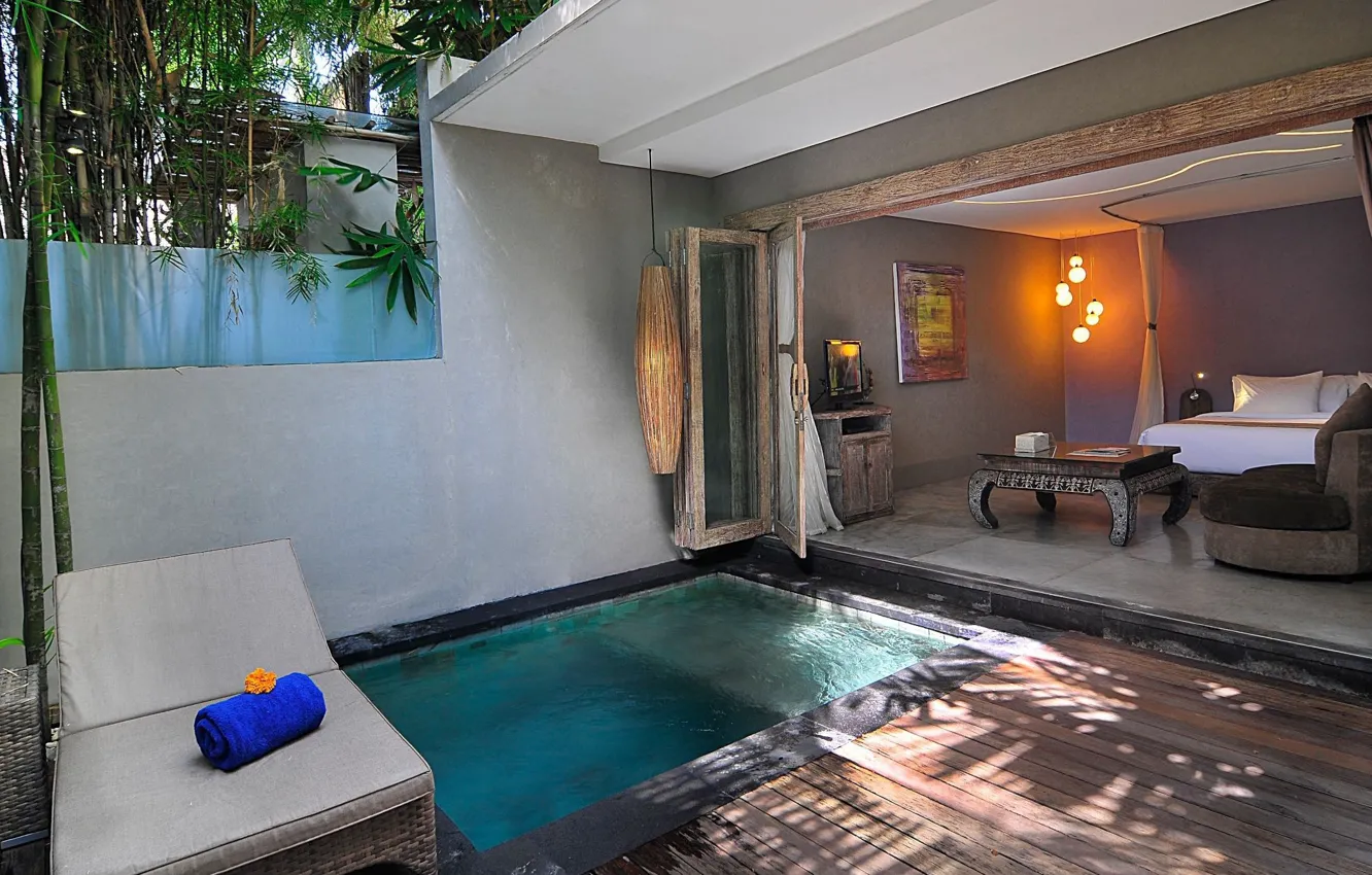 Photo wallpaper room, pool, room, the hotel, resort, bedroom, Single room