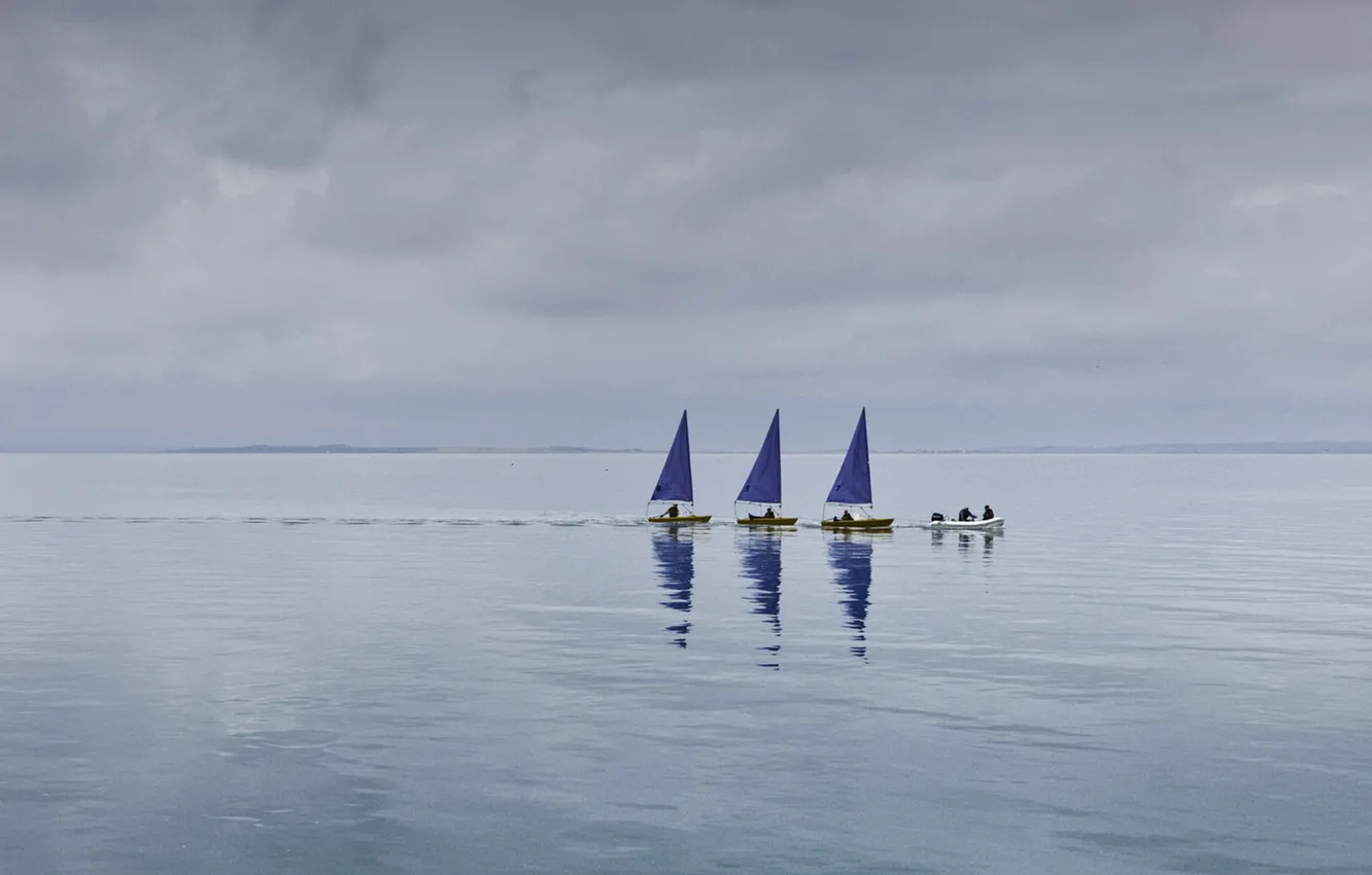Photo wallpaper sea, water, reflection, Training Day, sail