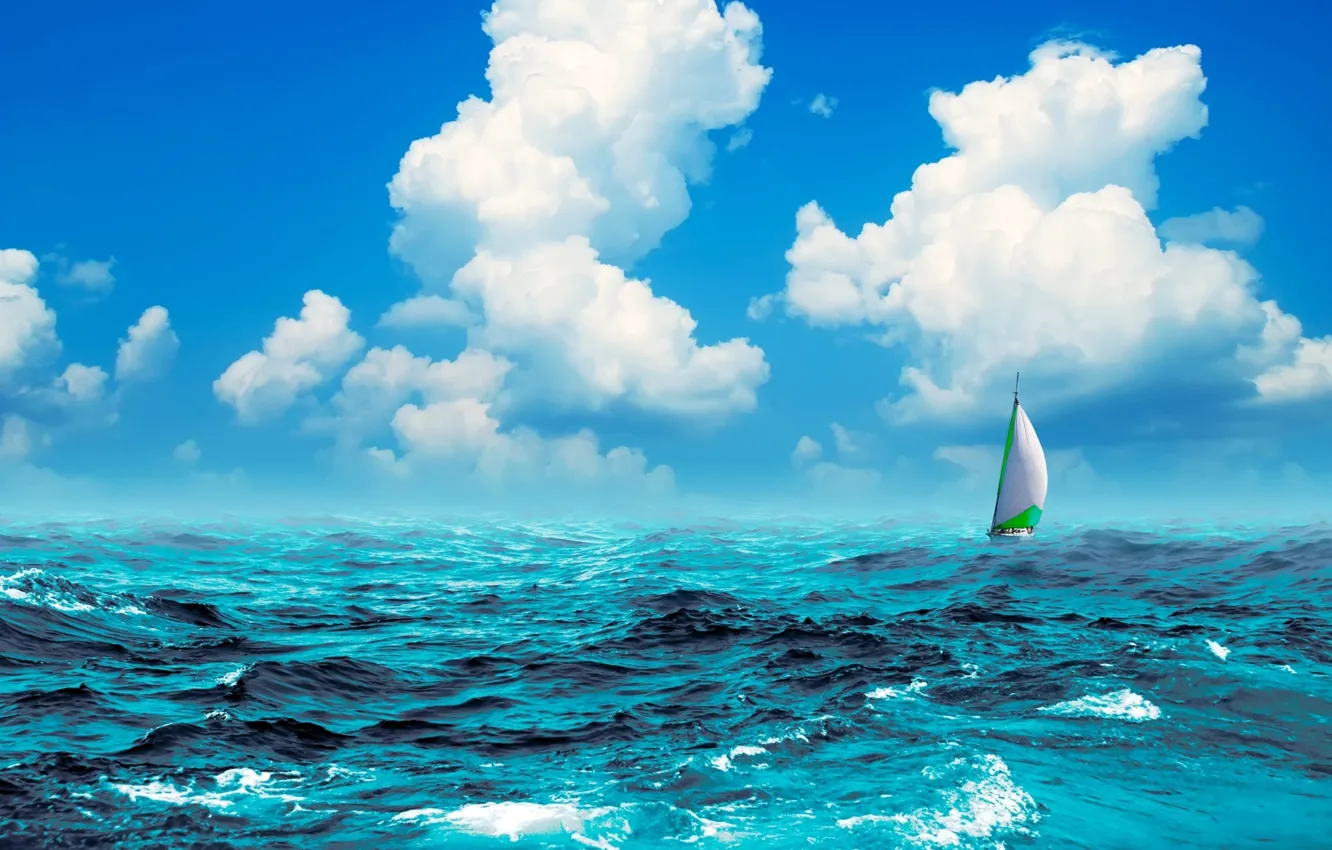 Photo wallpaper sea, yacht, sail