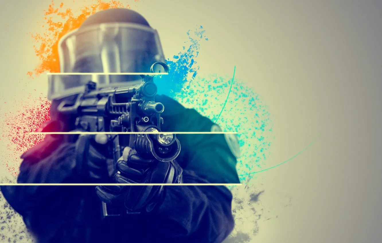 Photo wallpaper weapons, paint, art, soldiers, art