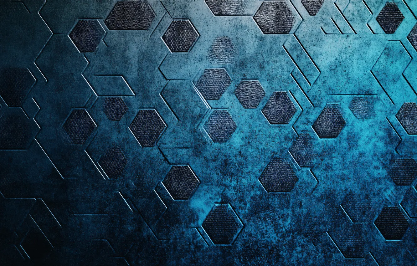 Photo wallpaper surface, abstraction, structure, cell, hexagon, blue background, abstract background, AI art