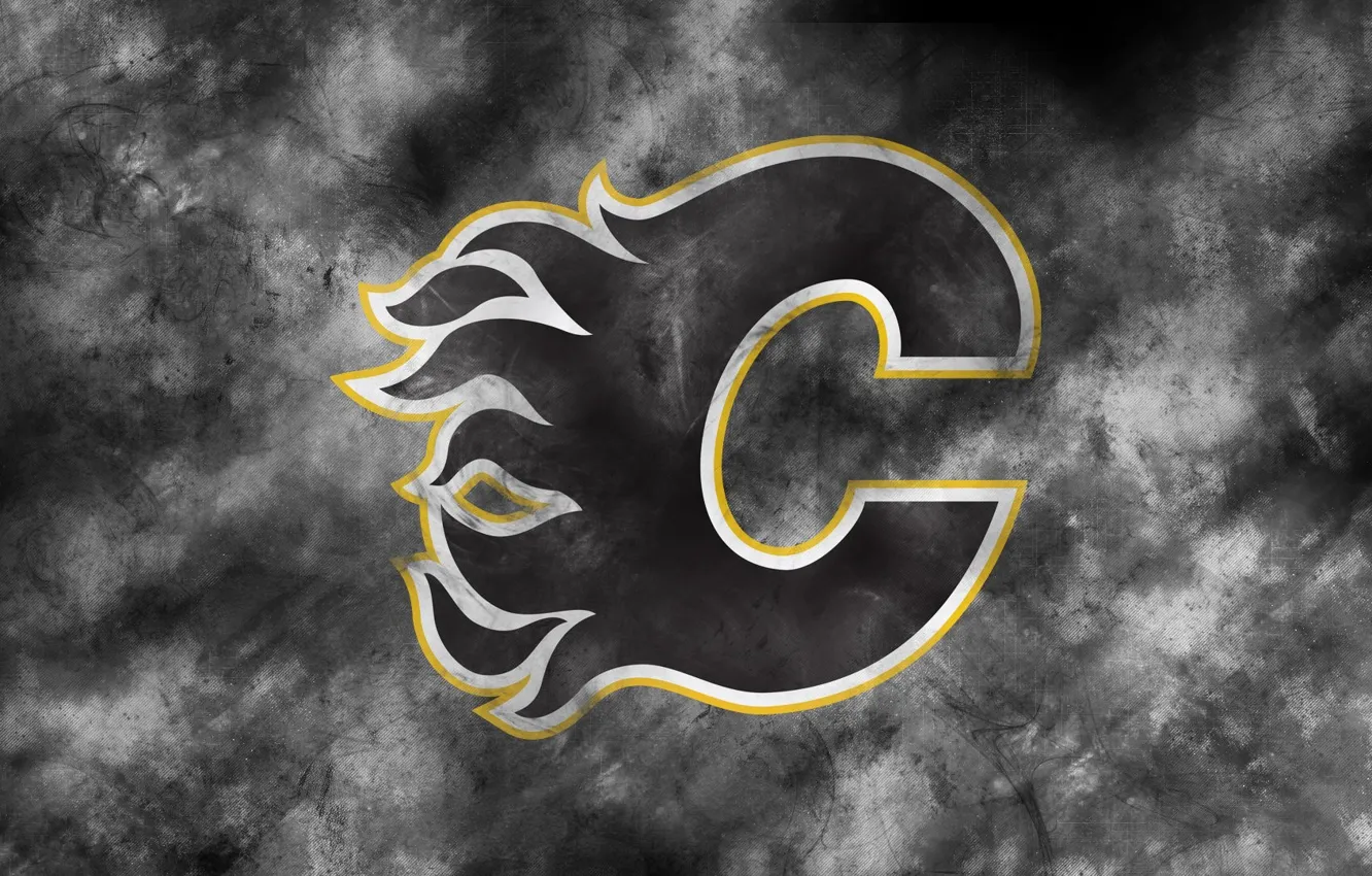 Photo wallpaper emblem, NHL, NHL, Calgary, National Hockey League, hockey club, Calgary Flames, Calgary Flames