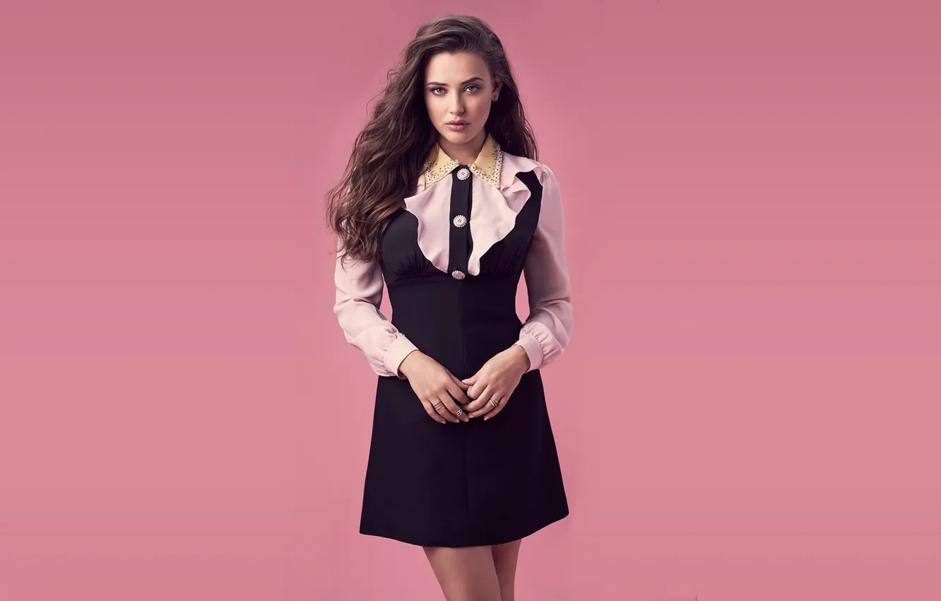 Photo wallpaper girl, pose, background, figure, dress, beautiful, look, Katherine Langford