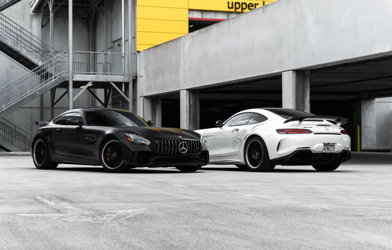 Photo wallpaper Black, White, Mercede Benz, AMG GTR