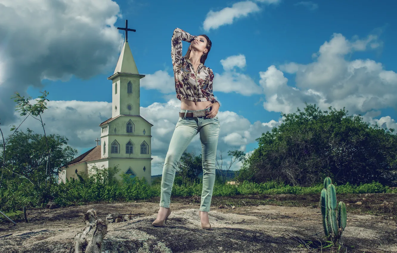 Photo wallpaper jeans, Church, Tan S Gargantin