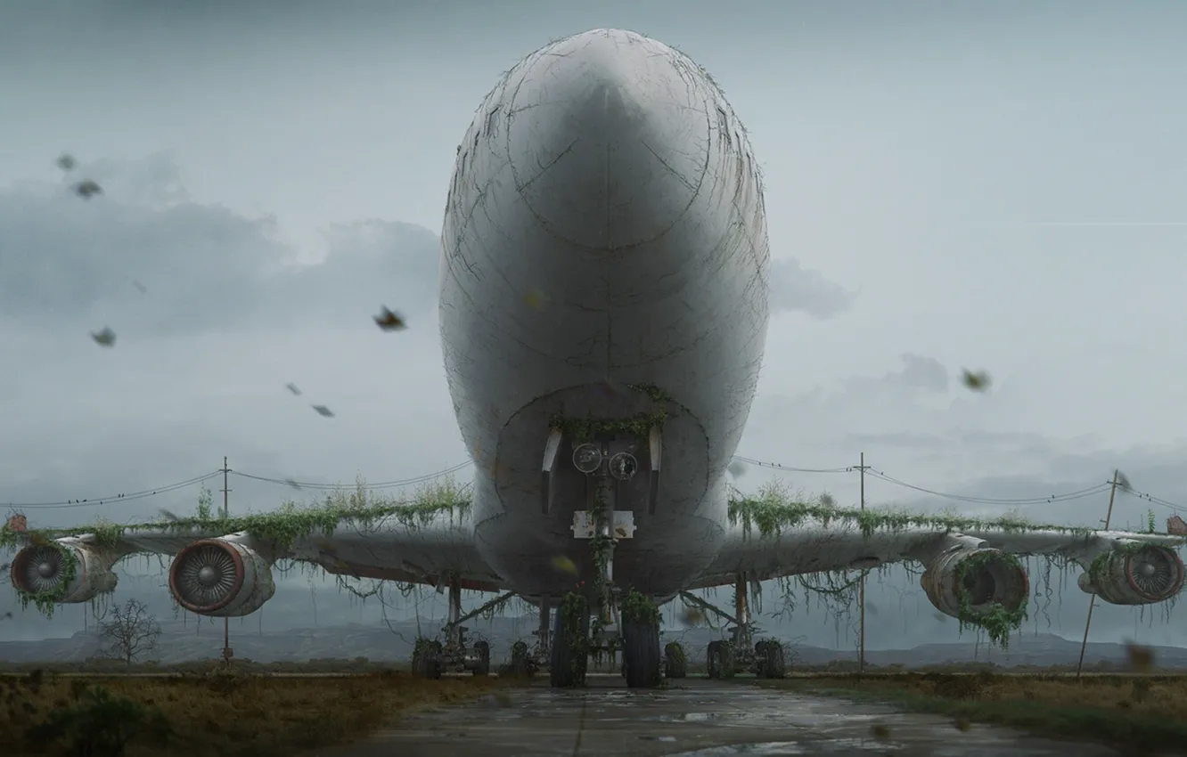 Photo wallpaper the plane, desolation, The Relic, Concrete Floor