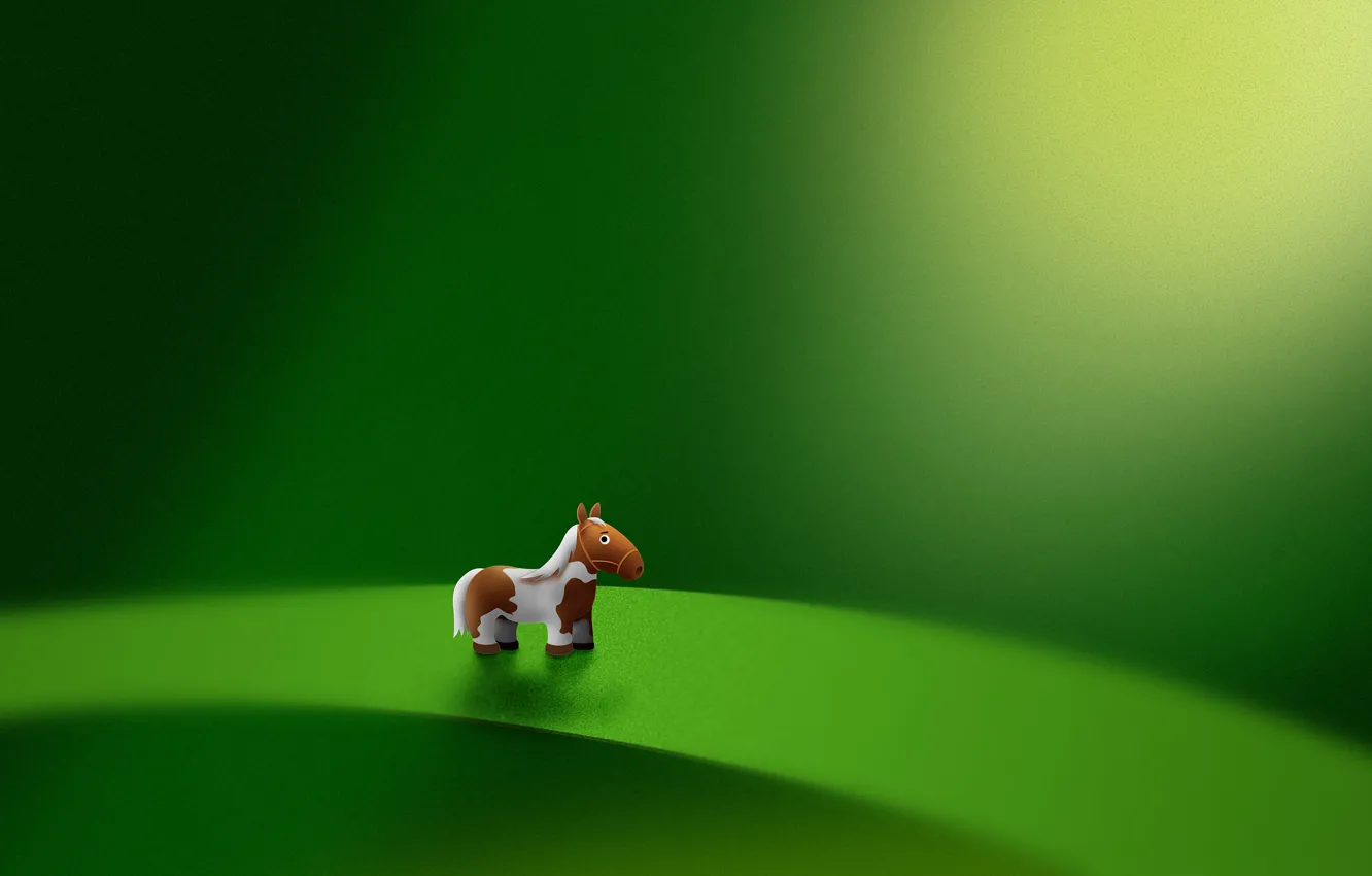 Photo wallpaper sheet, green, horse, micro, pony