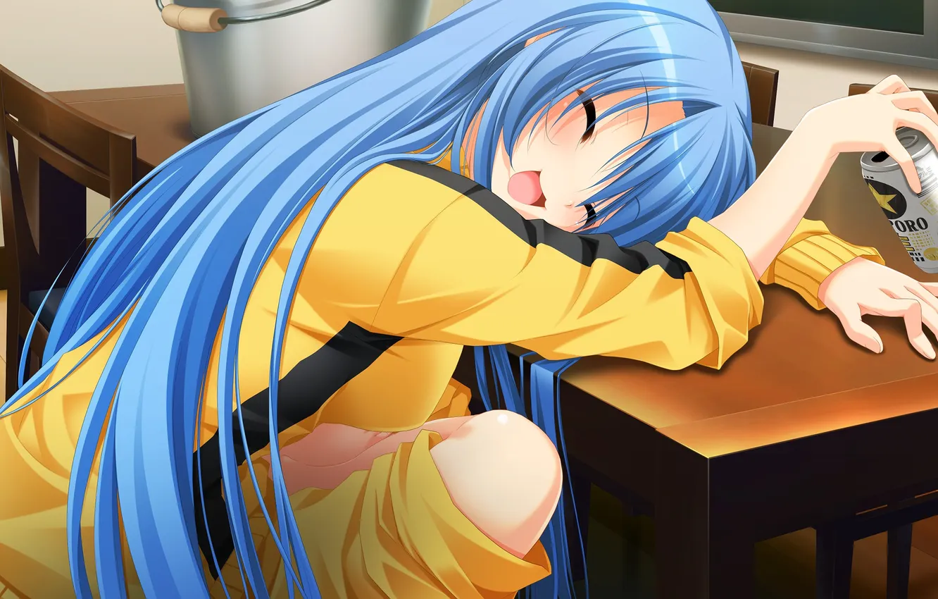 Photo wallpaper girl, joy, room, drink, art, drunk, makita maki, gensou no idea