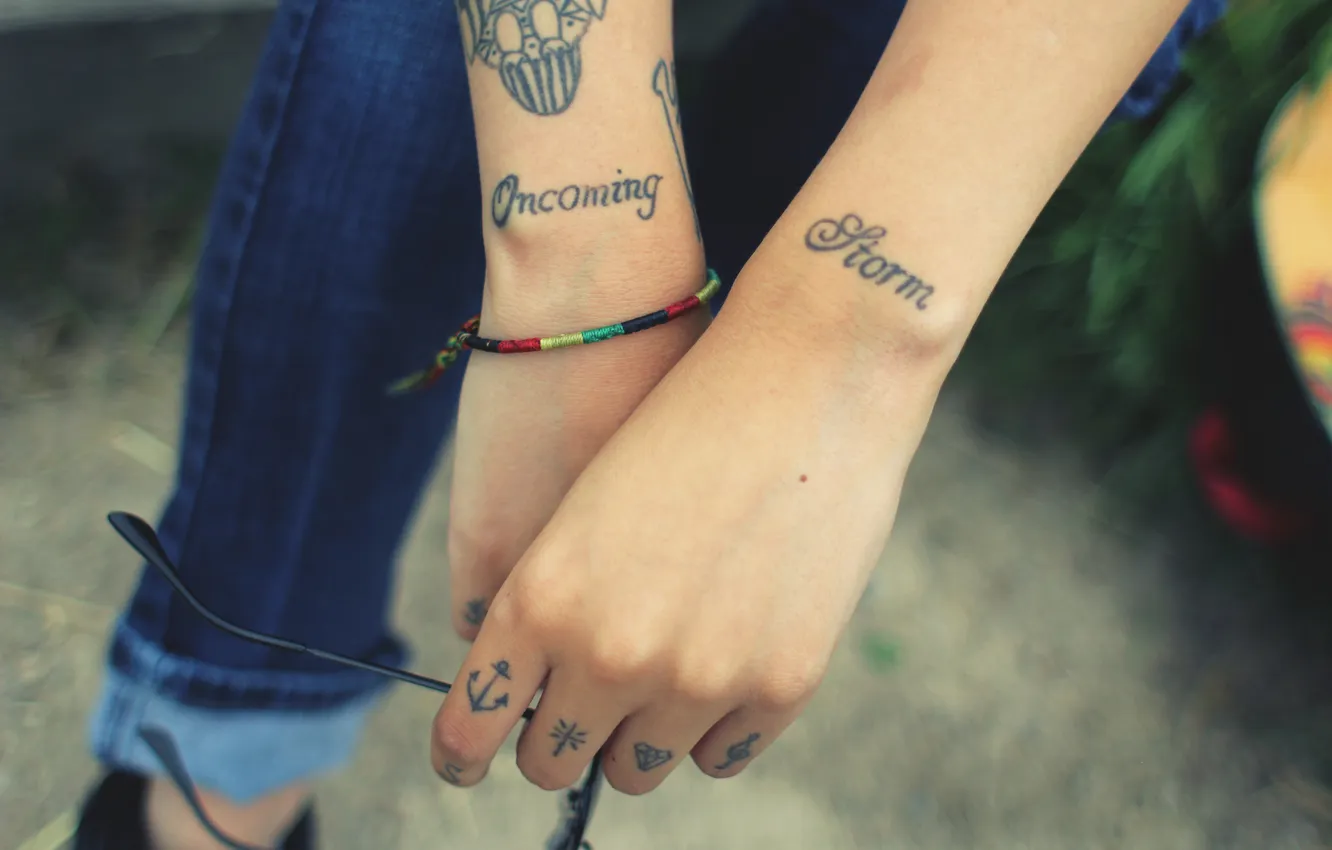 Photo wallpaper hands, tattoo, tattoo, diamond, anchor