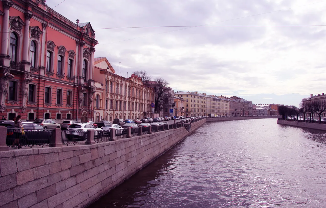Photo wallpaper autumn, river, Peter, Saint Petersburg, channel, Russia, promenade, St. Petersburg