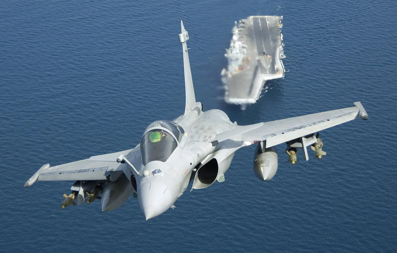 Photo wallpaper Bombs, The carrier, Dassault Rafale, Rafale M, French Navy, Charles de Gaulle (R91), Dassault Rafale …