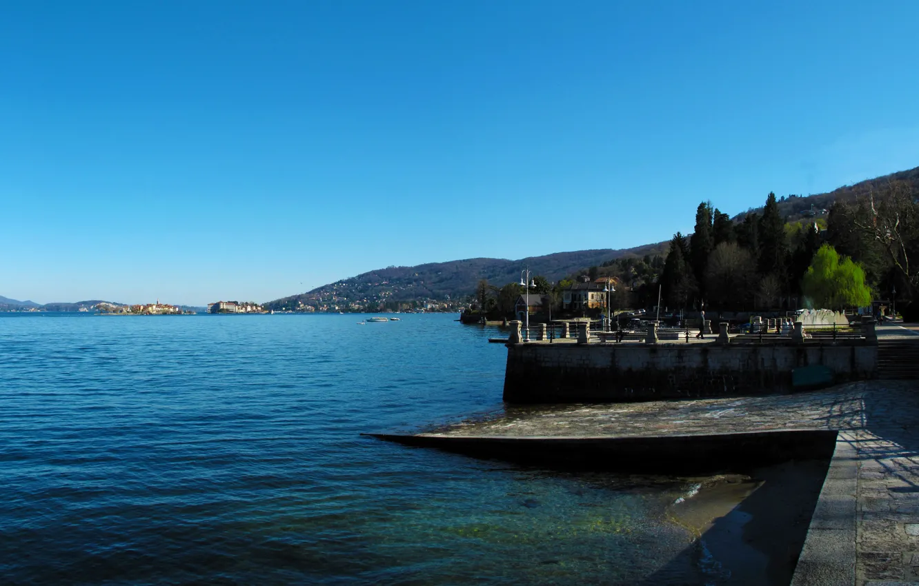 Photo wallpaper lake, Italy, promenade, Baveno