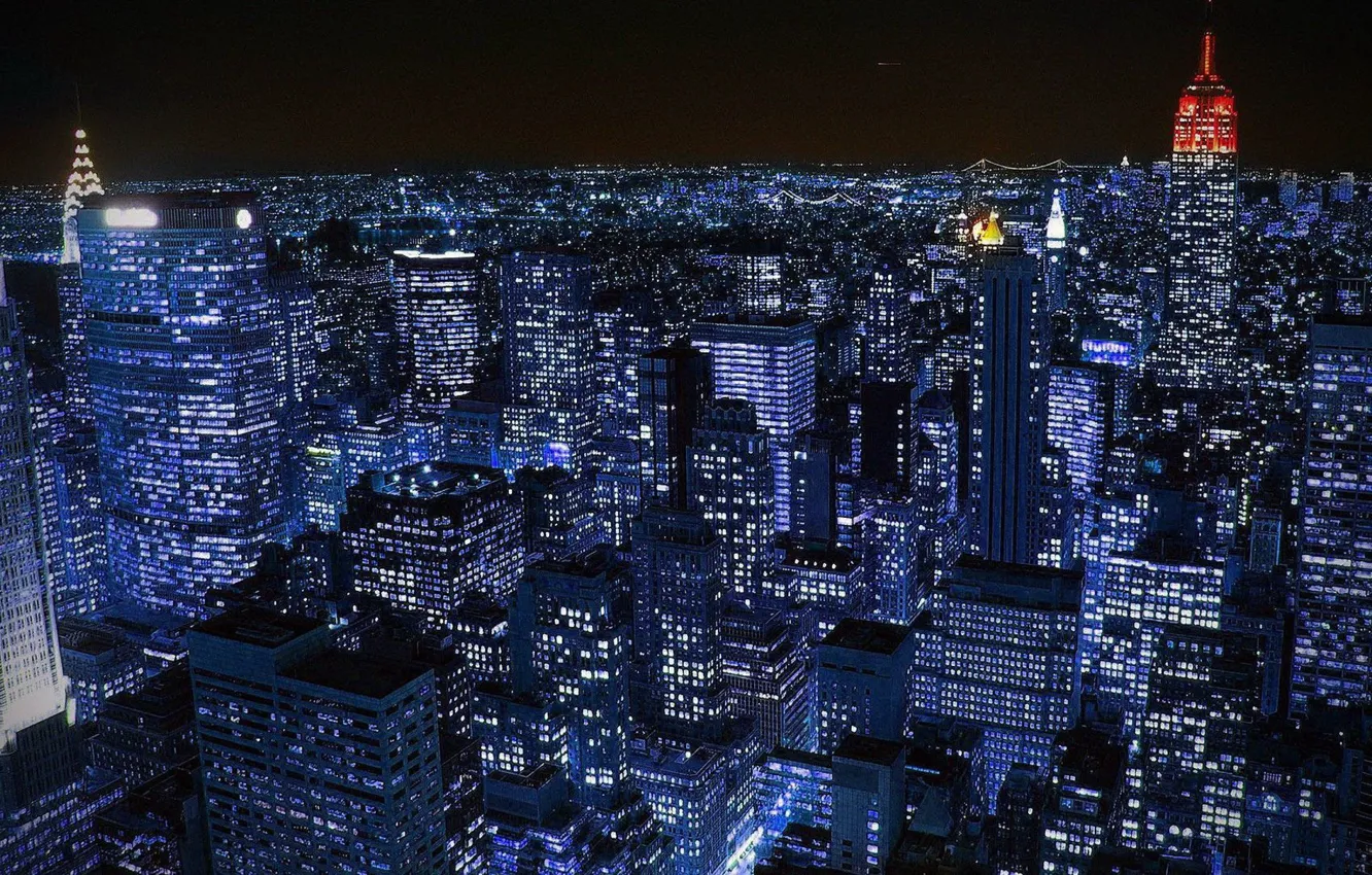 Photo wallpaper light, night, the city, New York, New York