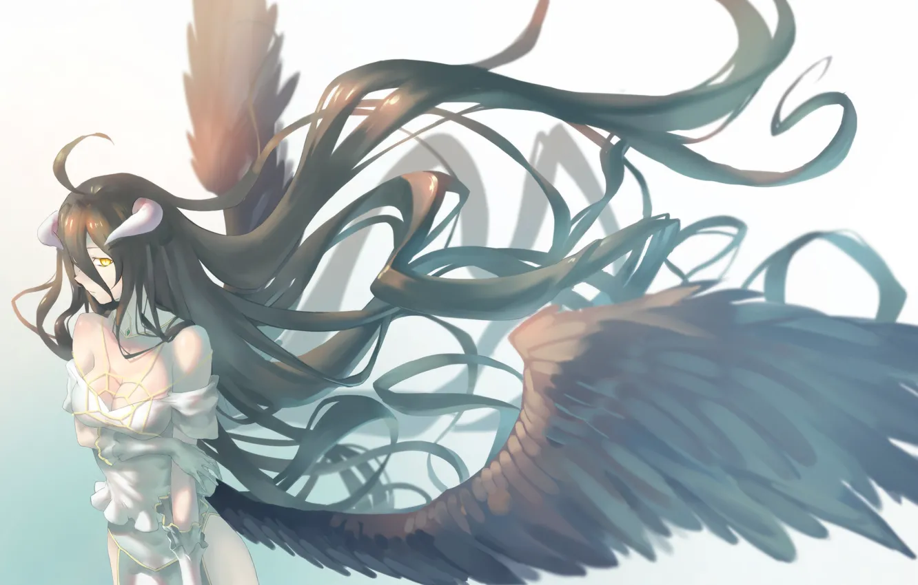 Photo wallpaper girl, wings, Overlord, demoness, art, albedo
