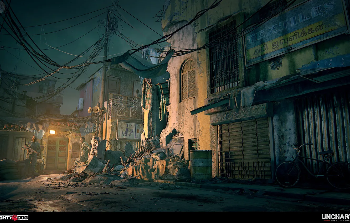 Photo wallpaper bike, garbage, street, Uncharted The Lost Legacy, Occupied City