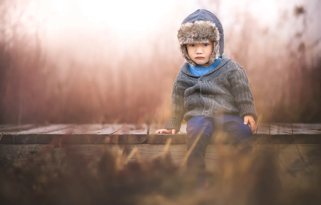 Photo wallpaper sadness, bridge, boy