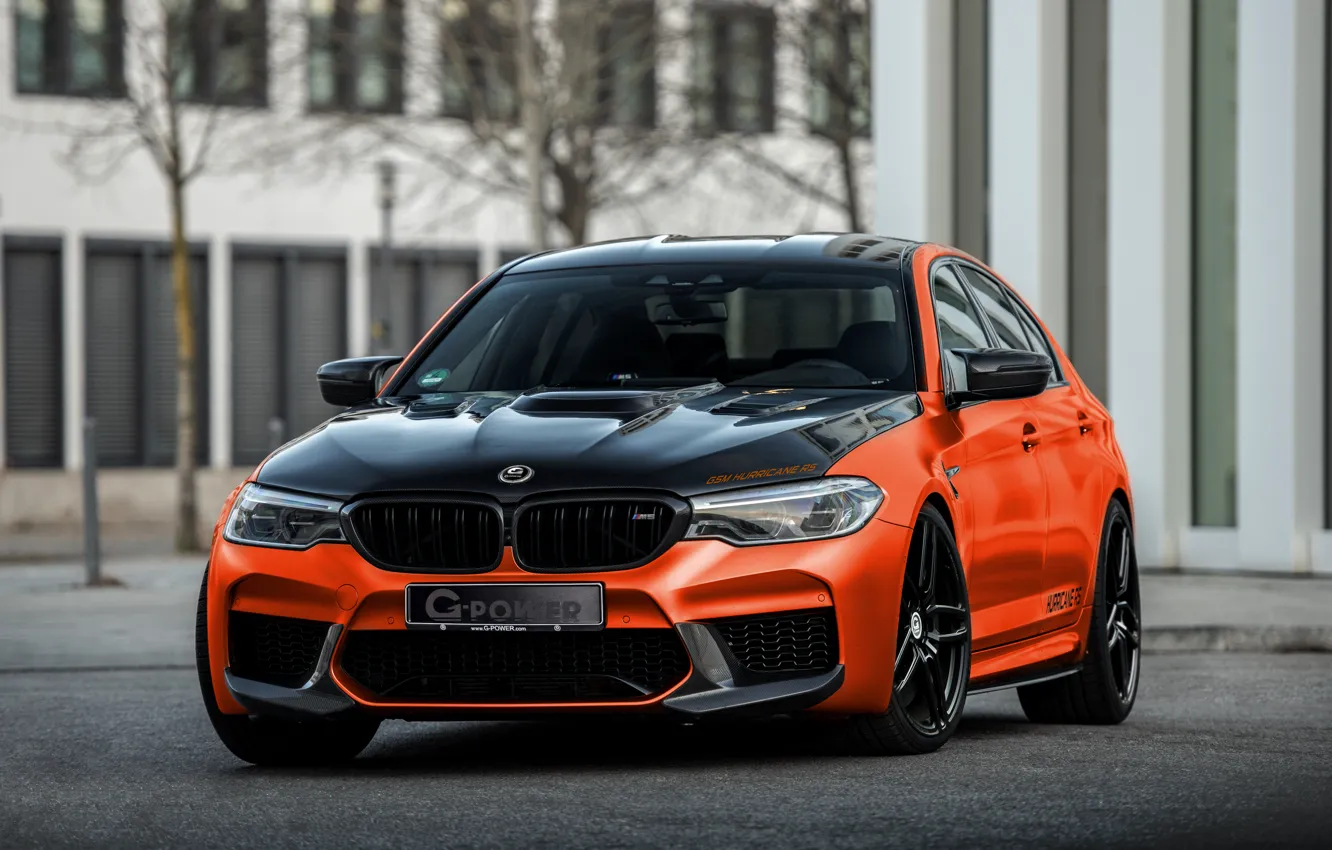 Photo wallpaper BMW, G-Power, BMW M5, 2020, M5, F90, G5M Hurricane RS, black and orange