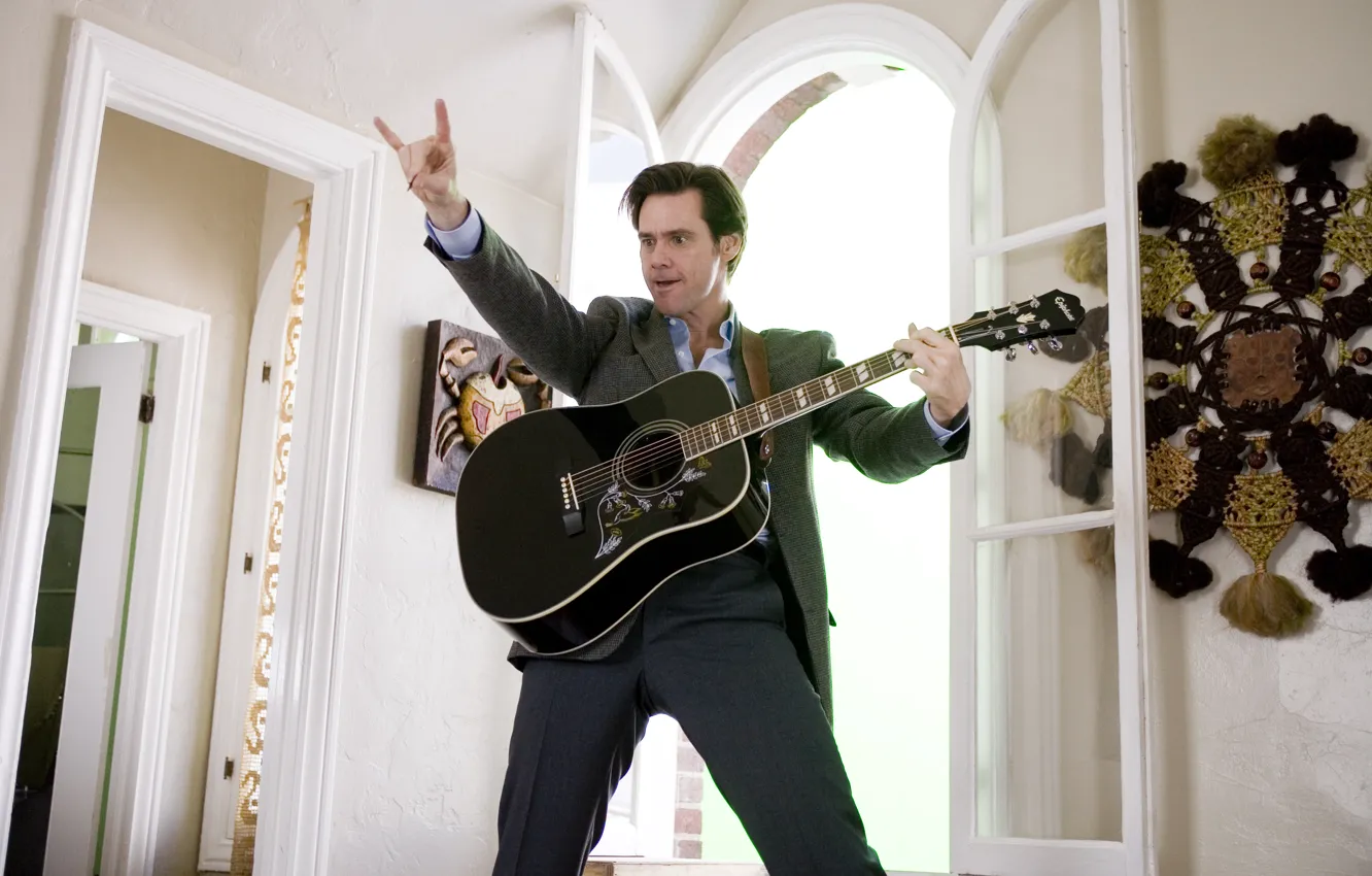 Photo wallpaper guitar, Jim Carrey, Jim Carrey, Always say Yes, yesman