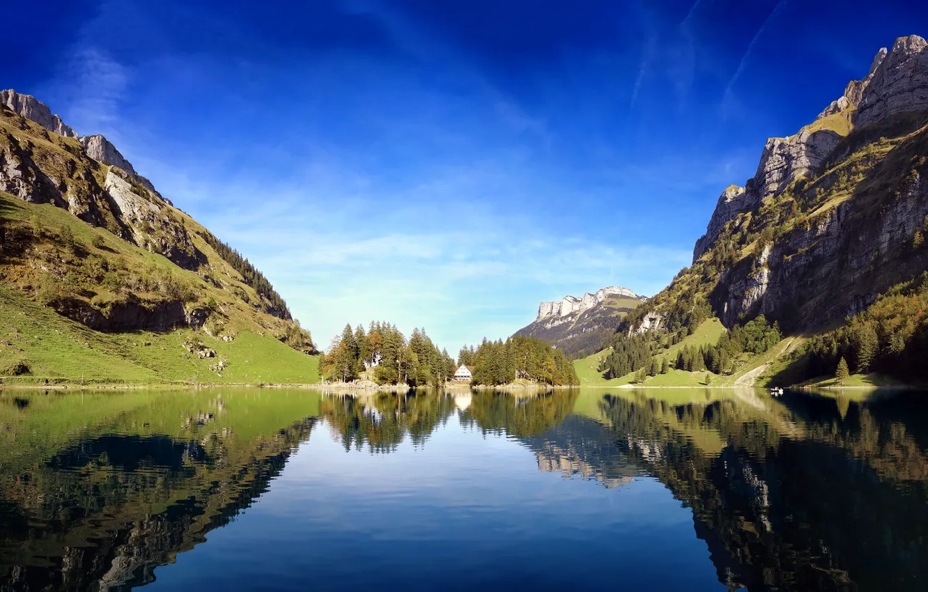 Photo wallpaper landscape, mountains, nature, lake, reflection, Switzerland