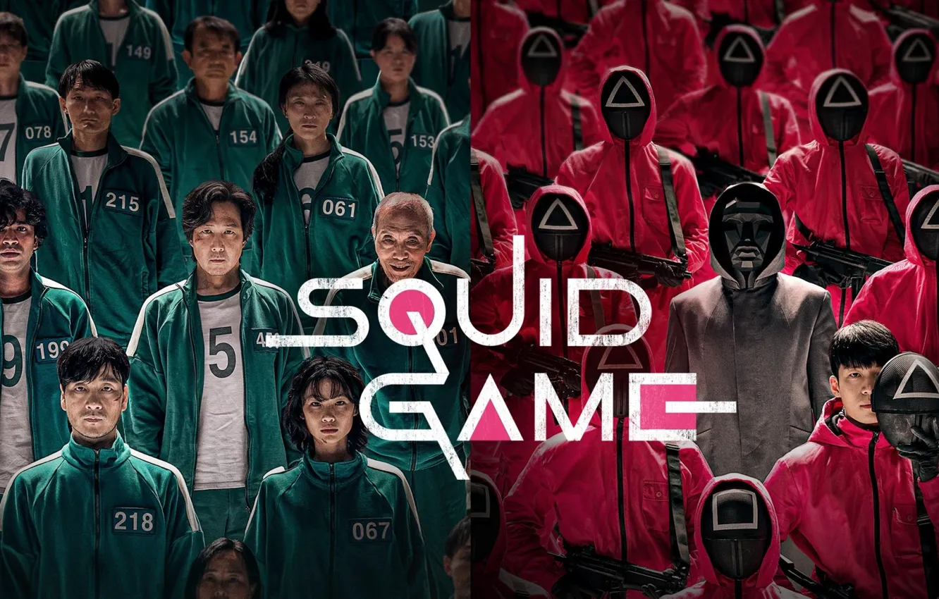 Photo wallpaper security, the series, heroes, squid game, Squid game, participants, distributing