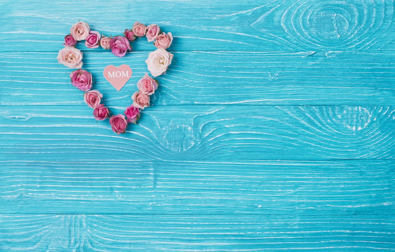 Photo wallpaper flowers, background, roses, hearts