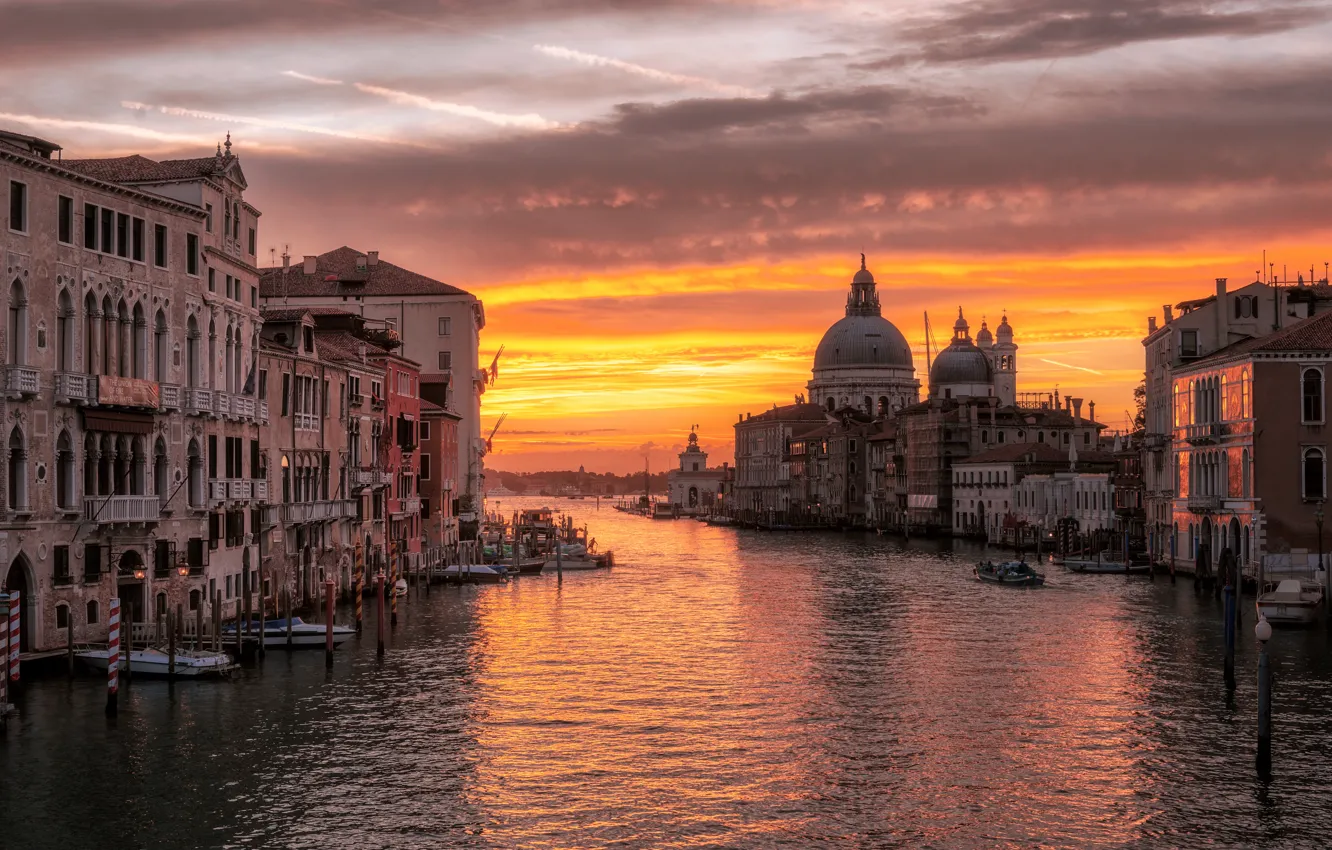 Photo wallpaper the sky, the sun, sunrise, Venice, sunrise, Venice