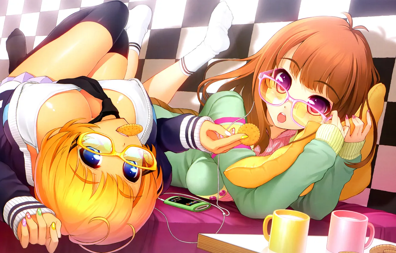 Photo wallpaper chest, look, girl, music, surprise, player, neckline, drink